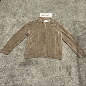 Alfred Dunner Tan Cable Knit Cardigan